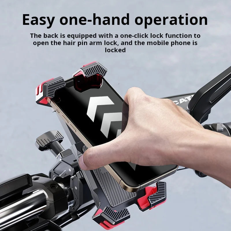 JG-360 Smart Phone Mount for Bicycles Motorcycles One-Click Lock Installation Shock-Absorbing Waterproof Flexible Adjustable