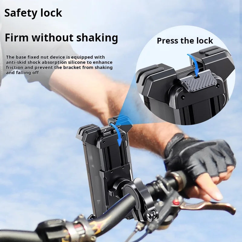 JG-360 Smart Phone Mount for Bicycles Motorcycles One-Click Lock Installation Shock-Absorbing Waterproof Flexible Adjustable