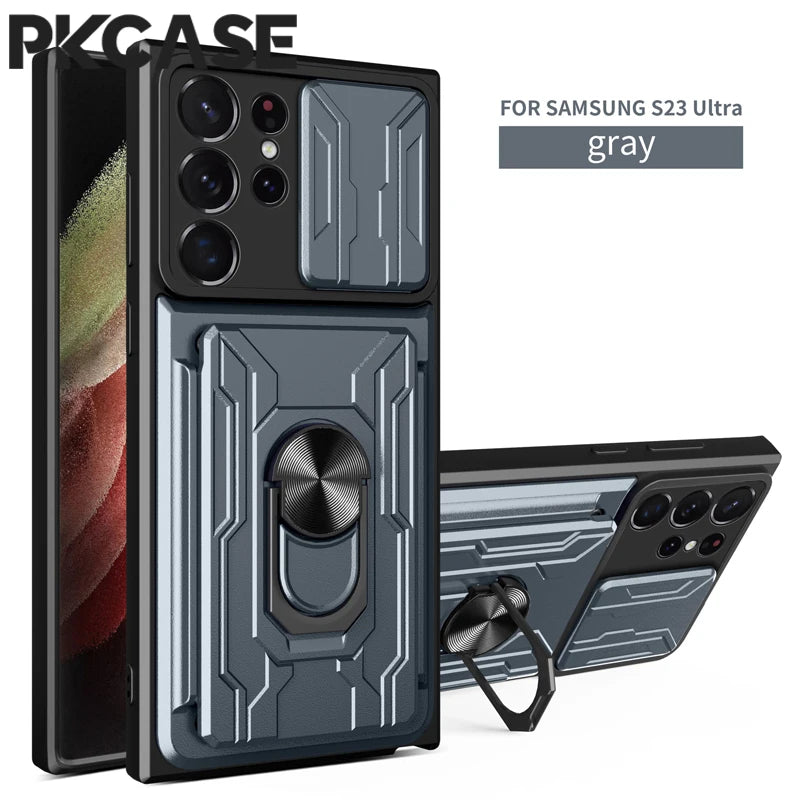 PKCASE Card Slot Back Case For Samsung S26 S25 S24 S23 FE Ultra Plus Note 20 Ultra Cover