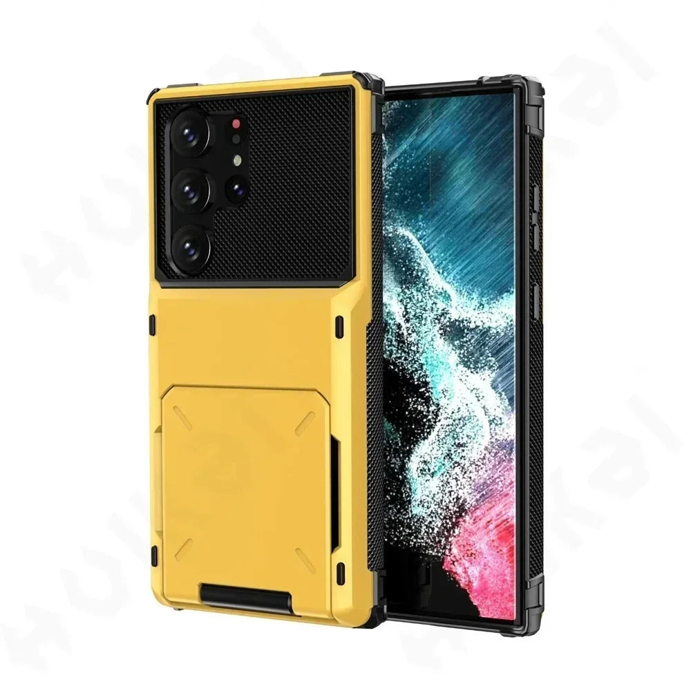 For Samsung Galaxy S26 Ultra S25 S24 S23 S25 FE A17 A56 A37 Card Holder Case Heavy Duty Wallet Hidden Flip Slot Protective Cover
