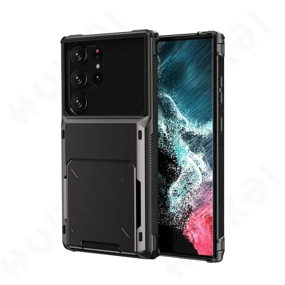 For Samsung Galaxy S26 Ultra S25 S24 S23 S25 FE A17 A56 A37 Card Holder Case Heavy Duty Wallet Hidden Flip Slot Protective Cover