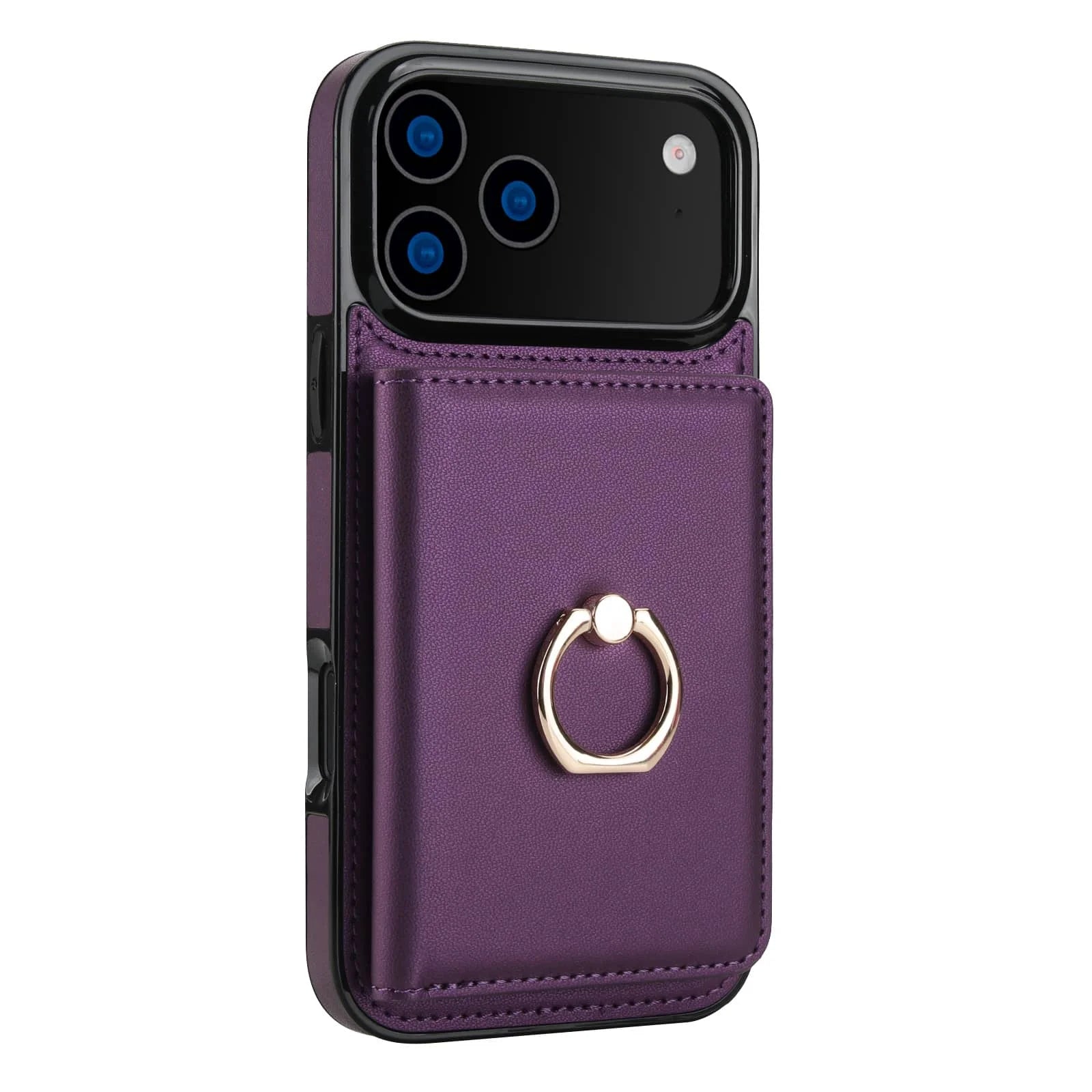 Leather Wallet Case with Card Holder, RFID Blocking, 360° Magnetic Ring Stand.Leather Case For iPhone 18 Pro Max 17 16 15 14 13 Plus Air