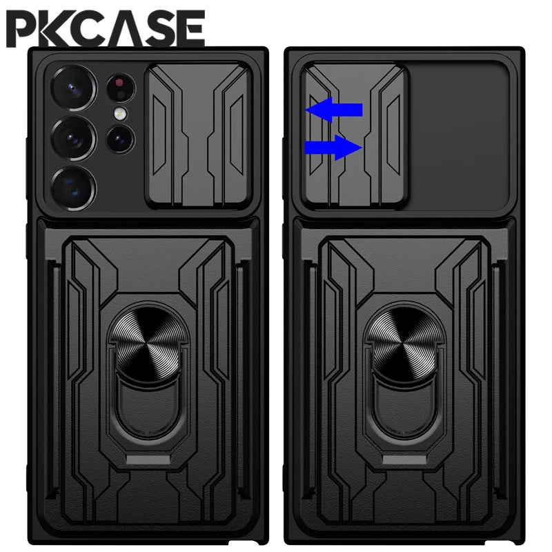 PKCASE Card Slot Back Case For Samsung S26 S25 S24 S23 FE Ultra Plus Note 20 Ultra Cover