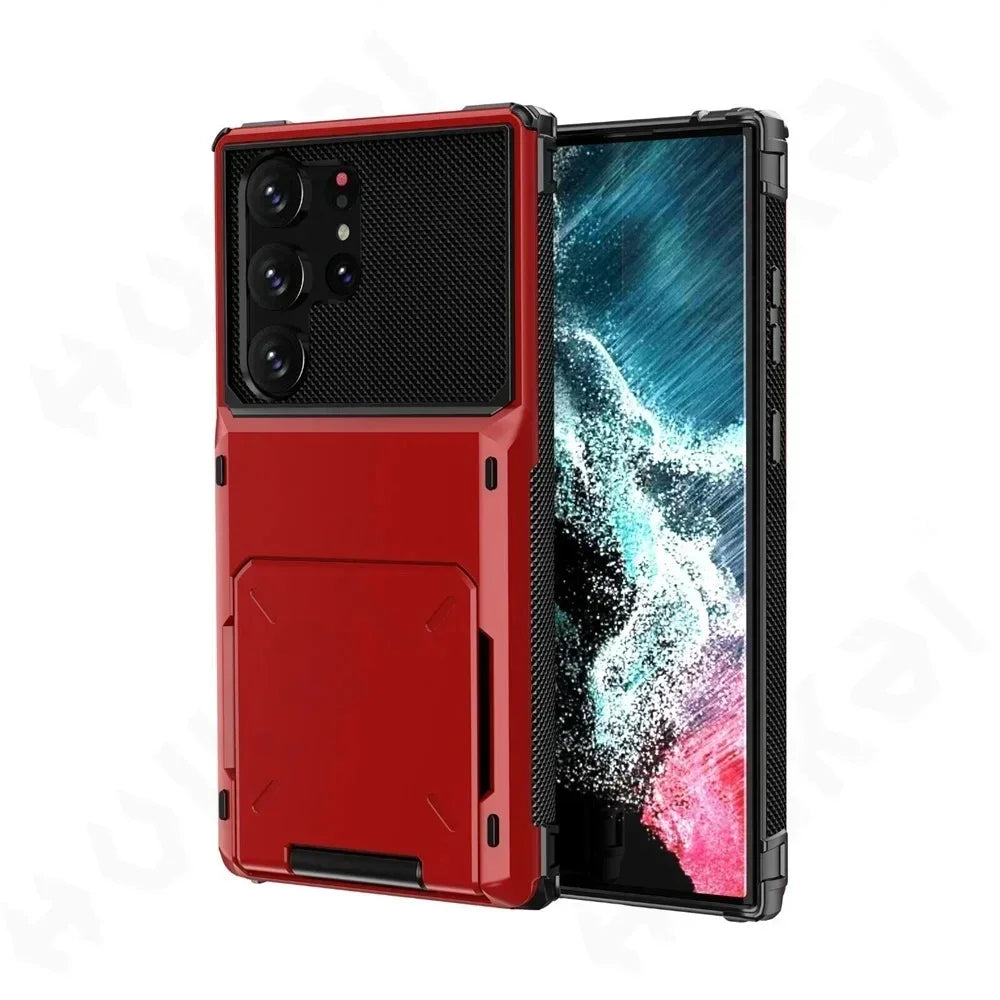 For Samsung Galaxy S26 Ultra S25 S24 S23 S25 FE A17 A56 A37 Card Holder Case Heavy Duty Wallet Hidden Flip Slot Protective Cover