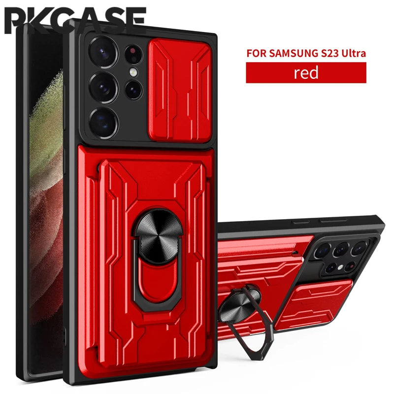 PKCASE Card Slot Back Case For Samsung S26 S25 S24 S23 FE Ultra Plus Note 20 Ultra Cover