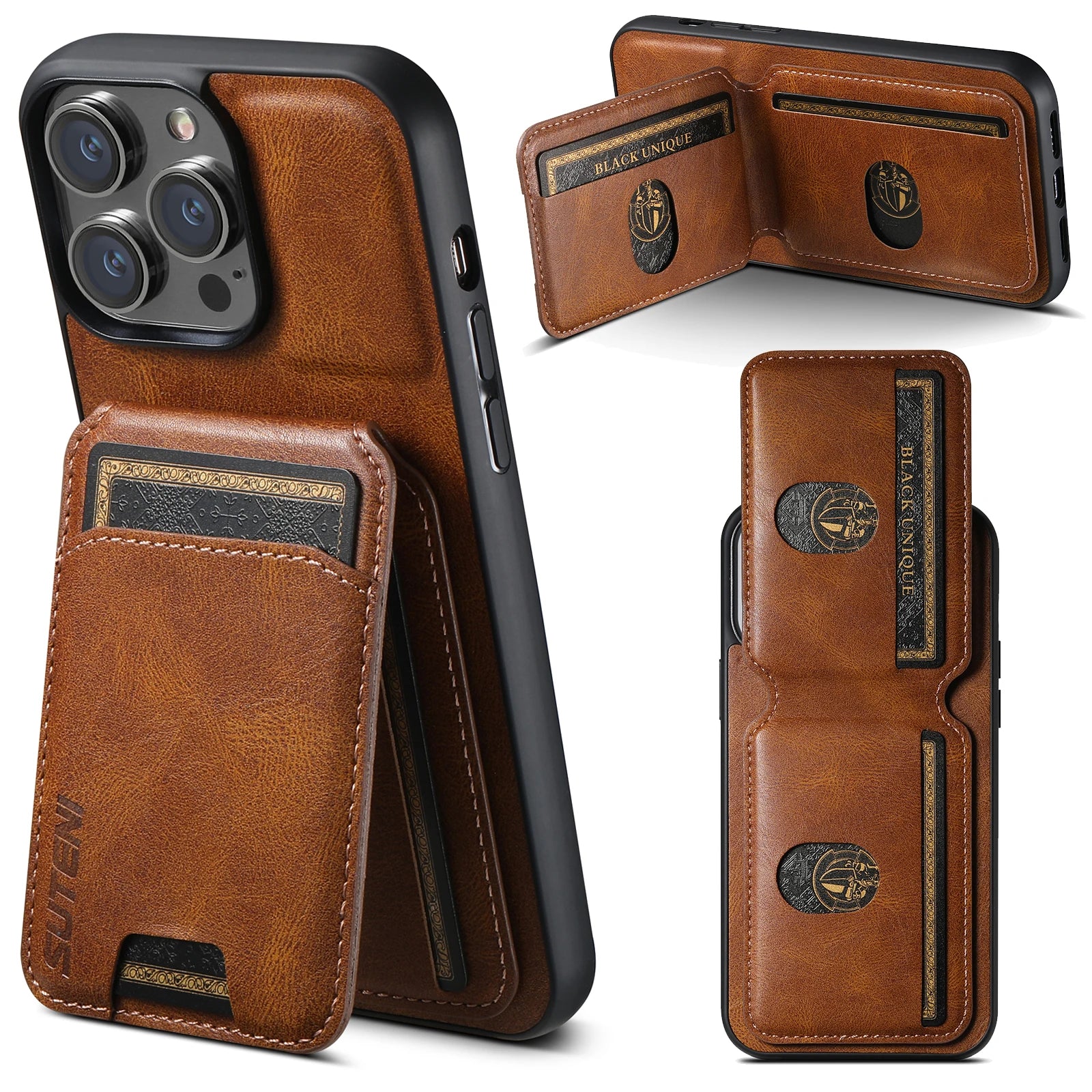 Magnetic Leather Wallet Case for iPhone