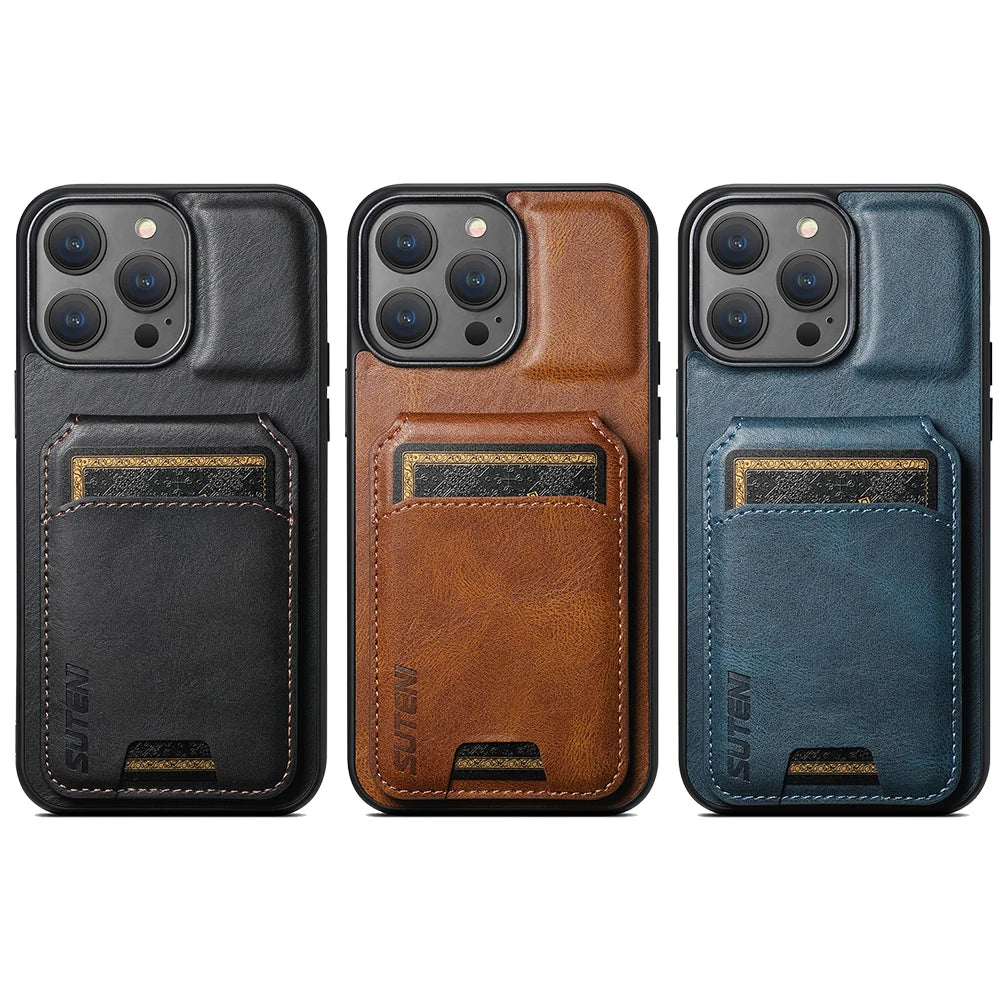 Magnetic Leather Wallet Case for iPhone