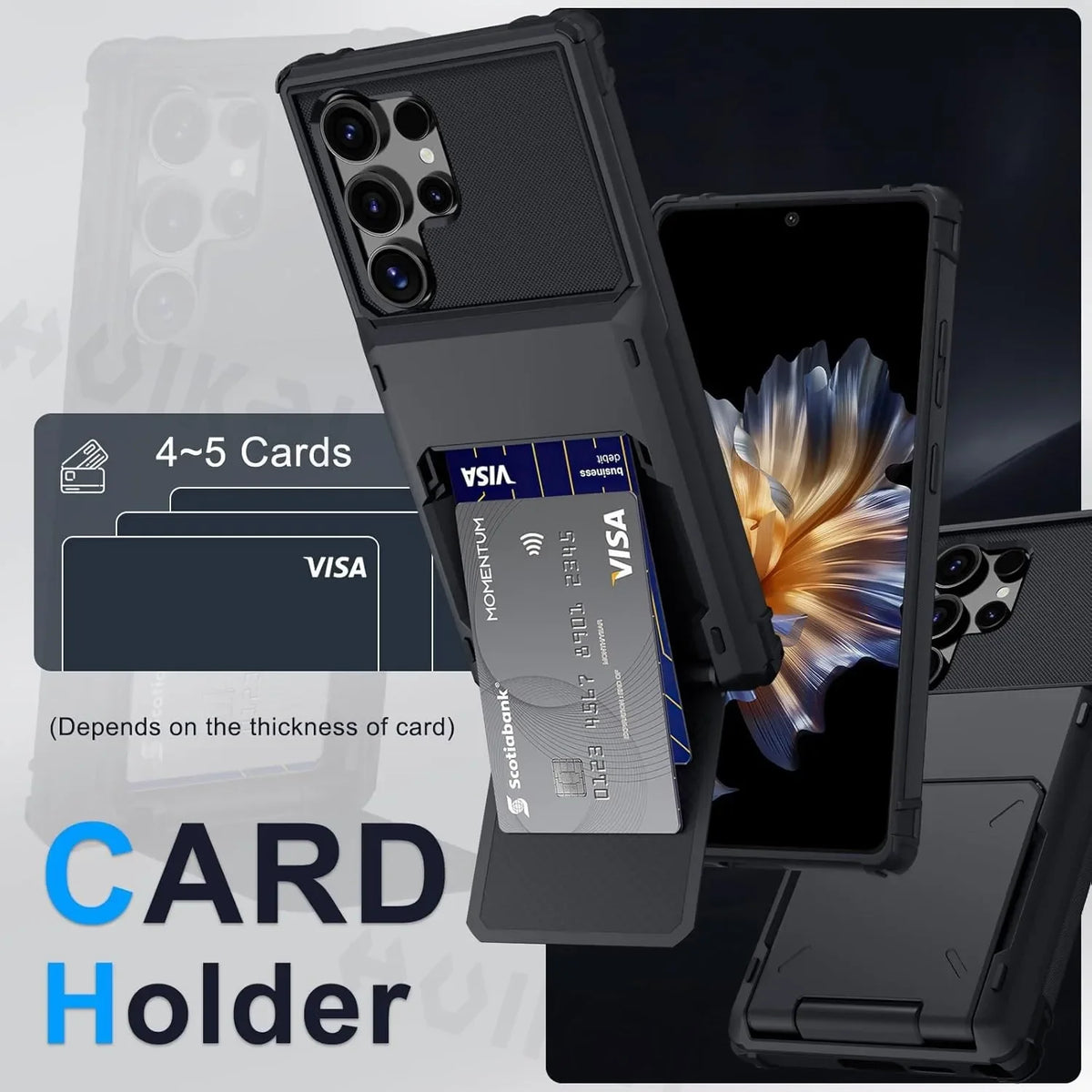 For Samsung Galaxy S26 Ultra S25 S24 S23 S25 FE A17 A56 A37 Card Holder Case Heavy Duty Wallet Hidden Flip Slot Protective Cover