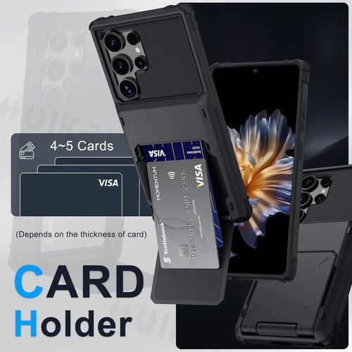For Samsung Galaxy S26 Ultra S25 S24 S23 S25 FE A17 A56 A37 Card Holder Case Heavy Duty Wallet Hidden Flip Slot Protective Cover