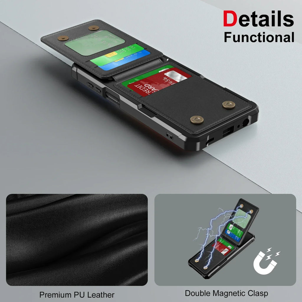 For Samsung S26 S25 S24 S23 S22 Ultra Plus FE A57 A37 A17 A56 A36 A16 A55 A35 A15 Wallet Case with Card Holder Slot Phone Cover