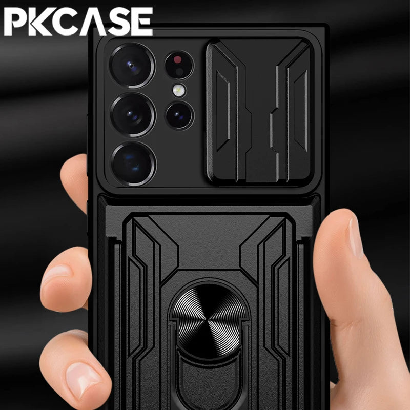 PKCASE Card Slot Back Case For Samsung S26 S25 S24 S23 FE Ultra Plus Note 20 Ultra Cover