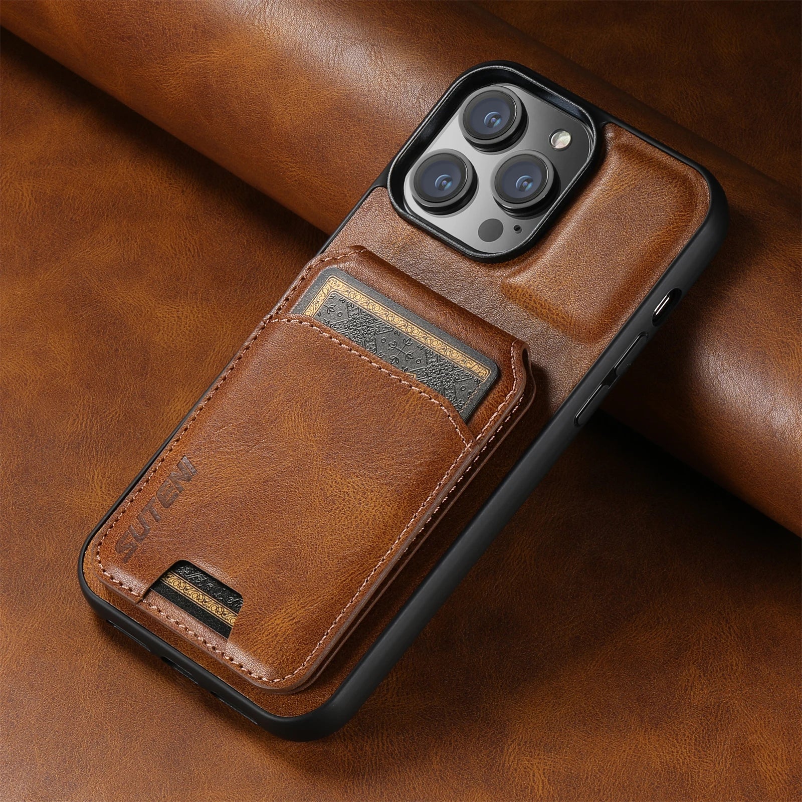 Magnetic Leather Wallet Case for iPhone