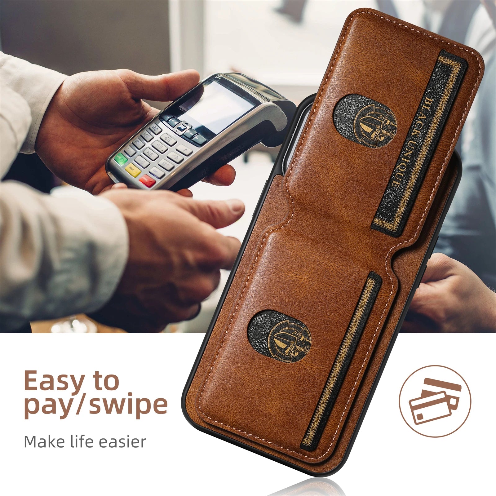 Magnetic Leather Wallet Case for iPhone