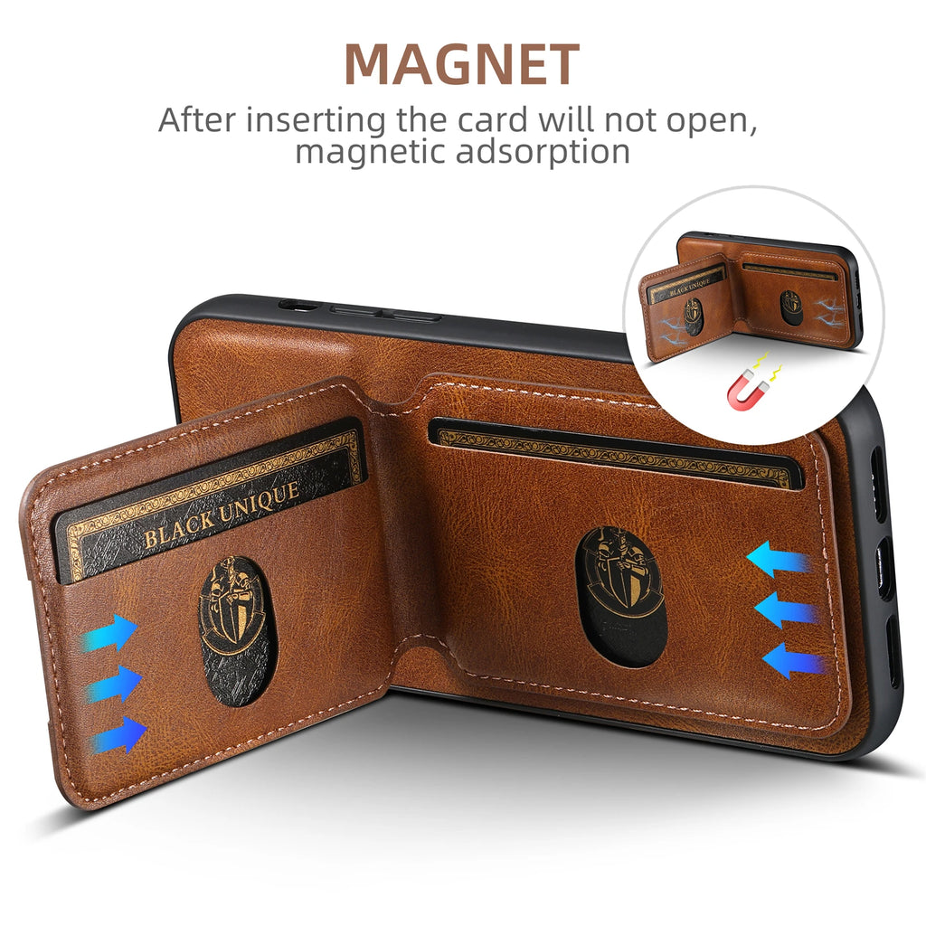Magnetic Leather Wallet Case for iPhone