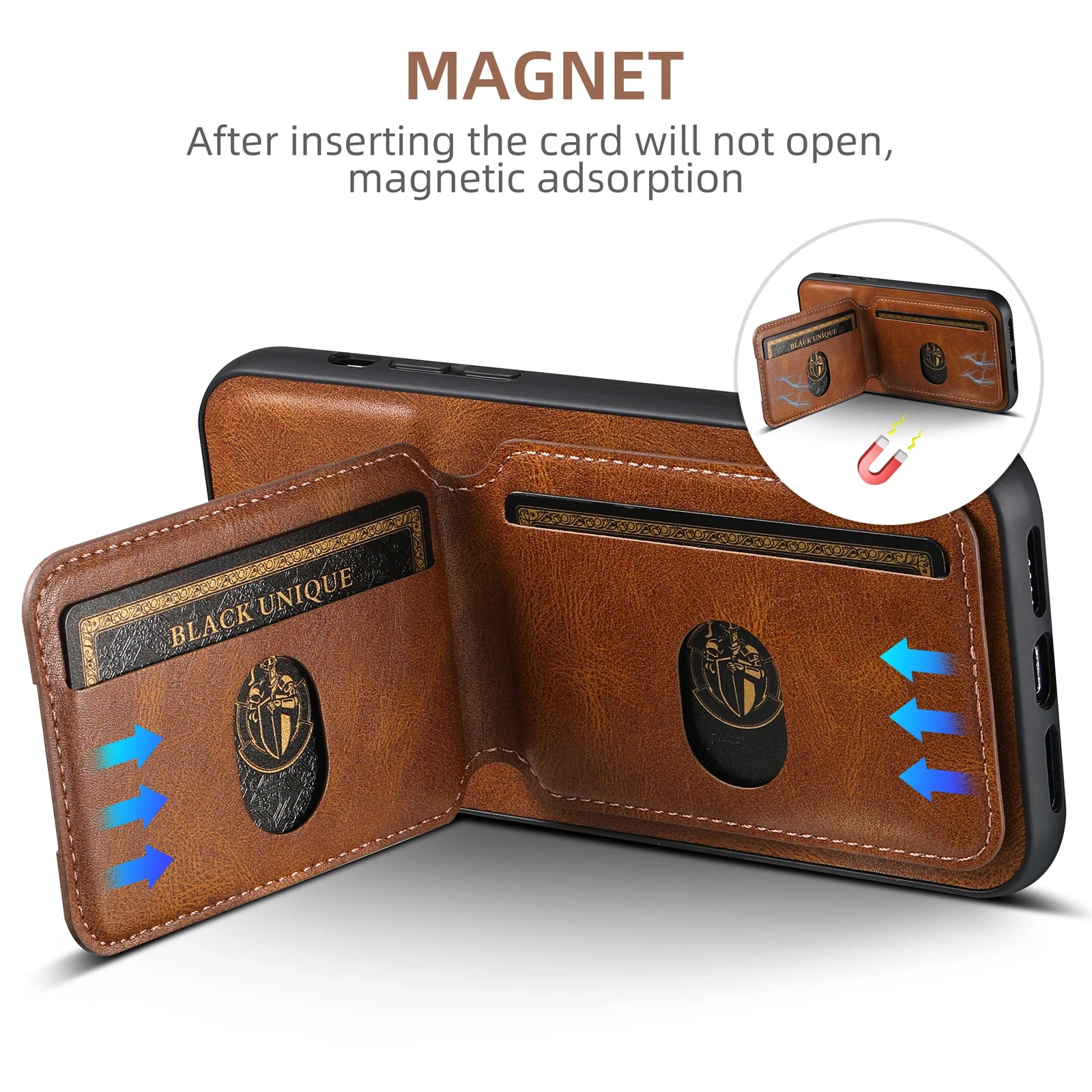 Magnetic Leather Wallet Case for iPhone