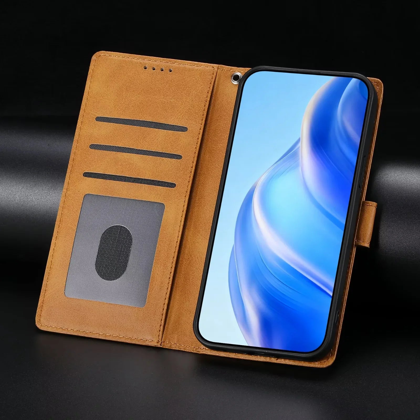 Professional Leather Wallet Case with Card Slots Compatible with Samsung