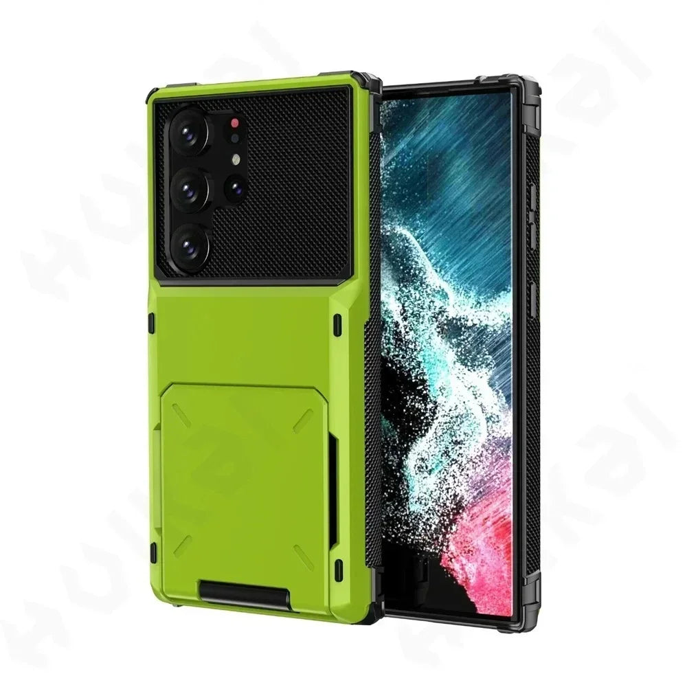 For Samsung Galaxy S26 Ultra S25 S24 S23 S25 FE A17 A56 A37 Card Holder Case Heavy Duty Wallet Hidden Flip Slot Protective Cover