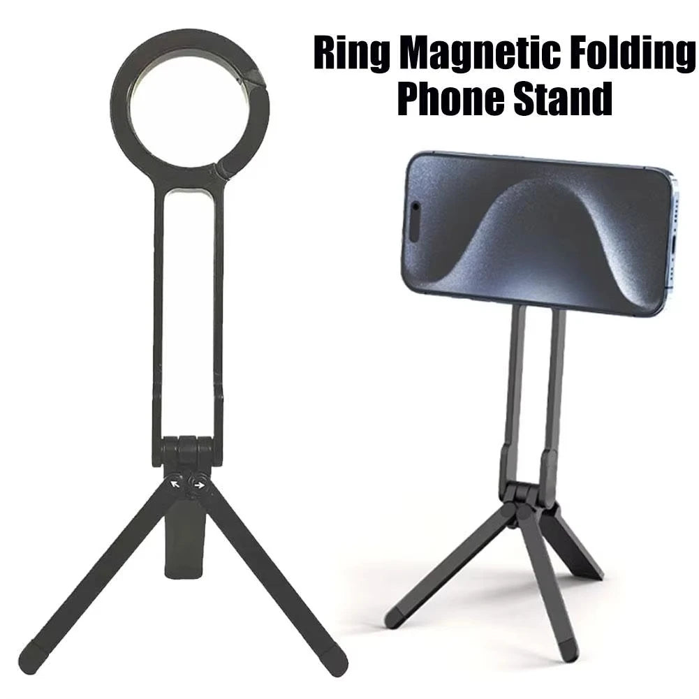 Foldable Phone Tripod Carabiner-Mounted For iPhone 17 16 15 Portable Dual-sided Magnetic Tripod Desk Mount Phone Handle Holder