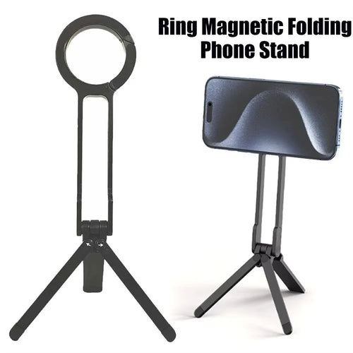 Foldable Phone Tripod Carabiner-Mounted For iPhone 17 16 15 Portable Dual-sided Magnetic Tripod Desk Mount Phone Handle Holder