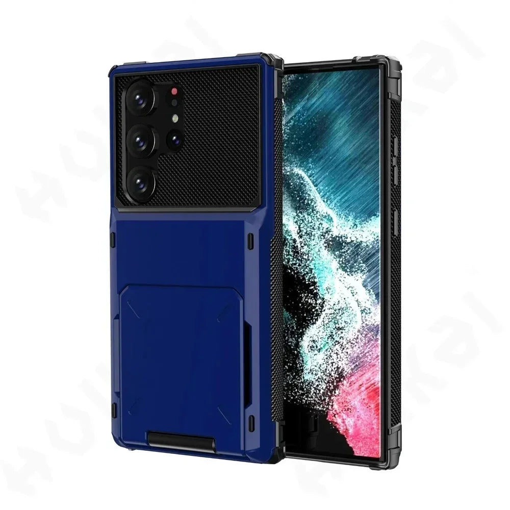 For Samsung Galaxy S26 Ultra S25 S24 S23 S25 FE A17 A56 A37 Card Holder Case Heavy Duty Wallet Hidden Flip Slot Protective Cover