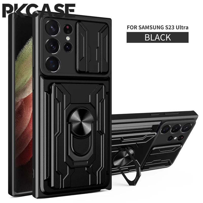 PKCASE Card Slot Back Case For Samsung S26 S25 S24 S23 FE Ultra Plus Note 20 Ultra Cover