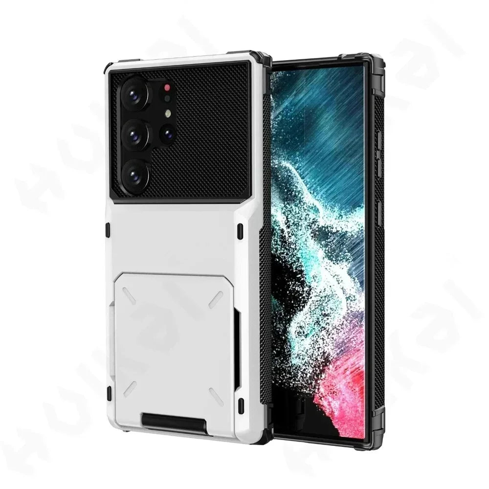For Samsung Galaxy S26 Ultra S25 S24 S23 S25 FE A17 A56 A37 Card Holder Case Heavy Duty Wallet Hidden Flip Slot Protective Cover