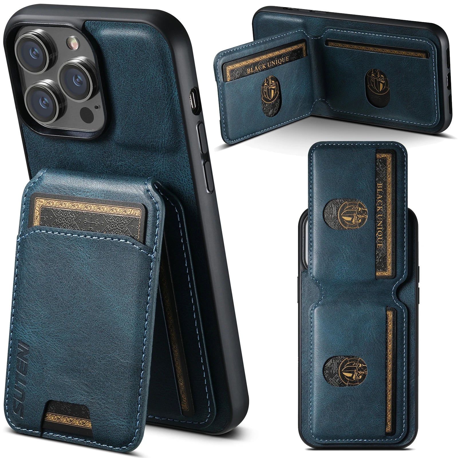 Magnetic Leather Wallet Case for iPhone