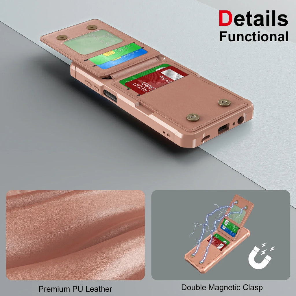 For Samsung S26 S25 S24 S23 S22 Ultra Plus FE A57 A37 A17 A56 A36 A16 A55 A35 A15 Wallet Case with Card Holder Slot Phone Cover