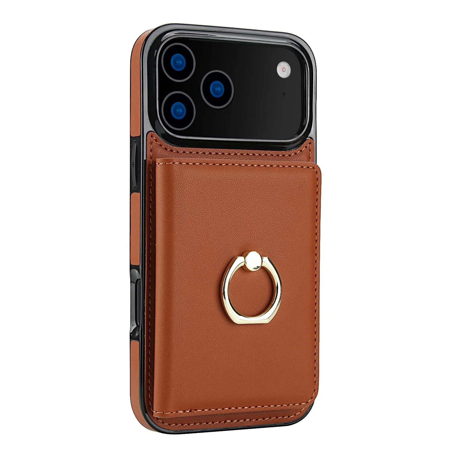 Leather Wallet Case with Card Holder, RFID Blocking, 360° Magnetic Ring Stand.Leather Case For iPhone 18 Pro Max 17 16 15 14 13 Plus Air