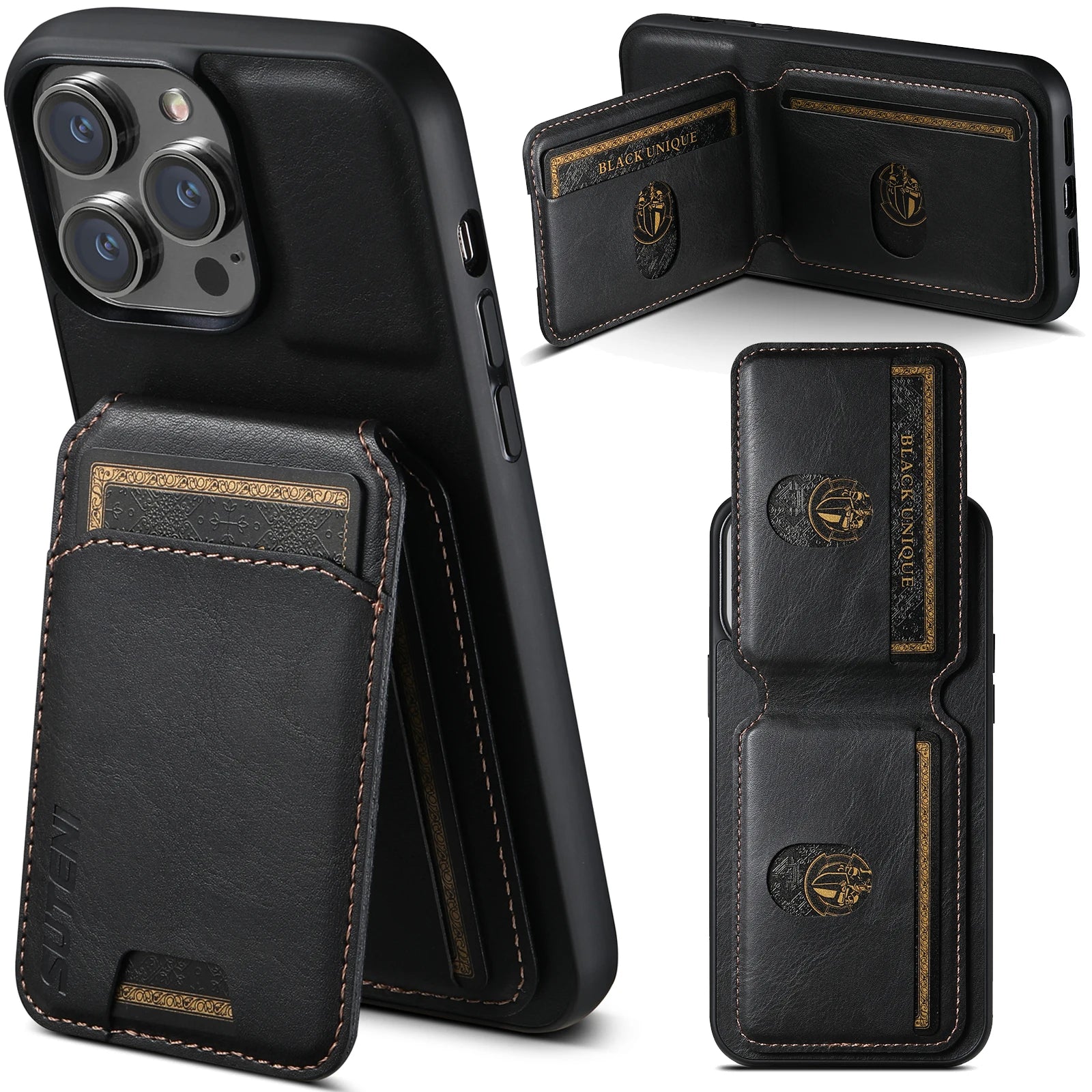 Magnetic Leather Wallet Case for iPhone