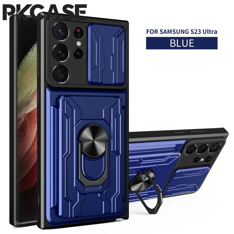 PKCASE Card Slot Back Case For Samsung S26 S25 S24 S23 FE Ultra Plus Note 20 Ultra Cover