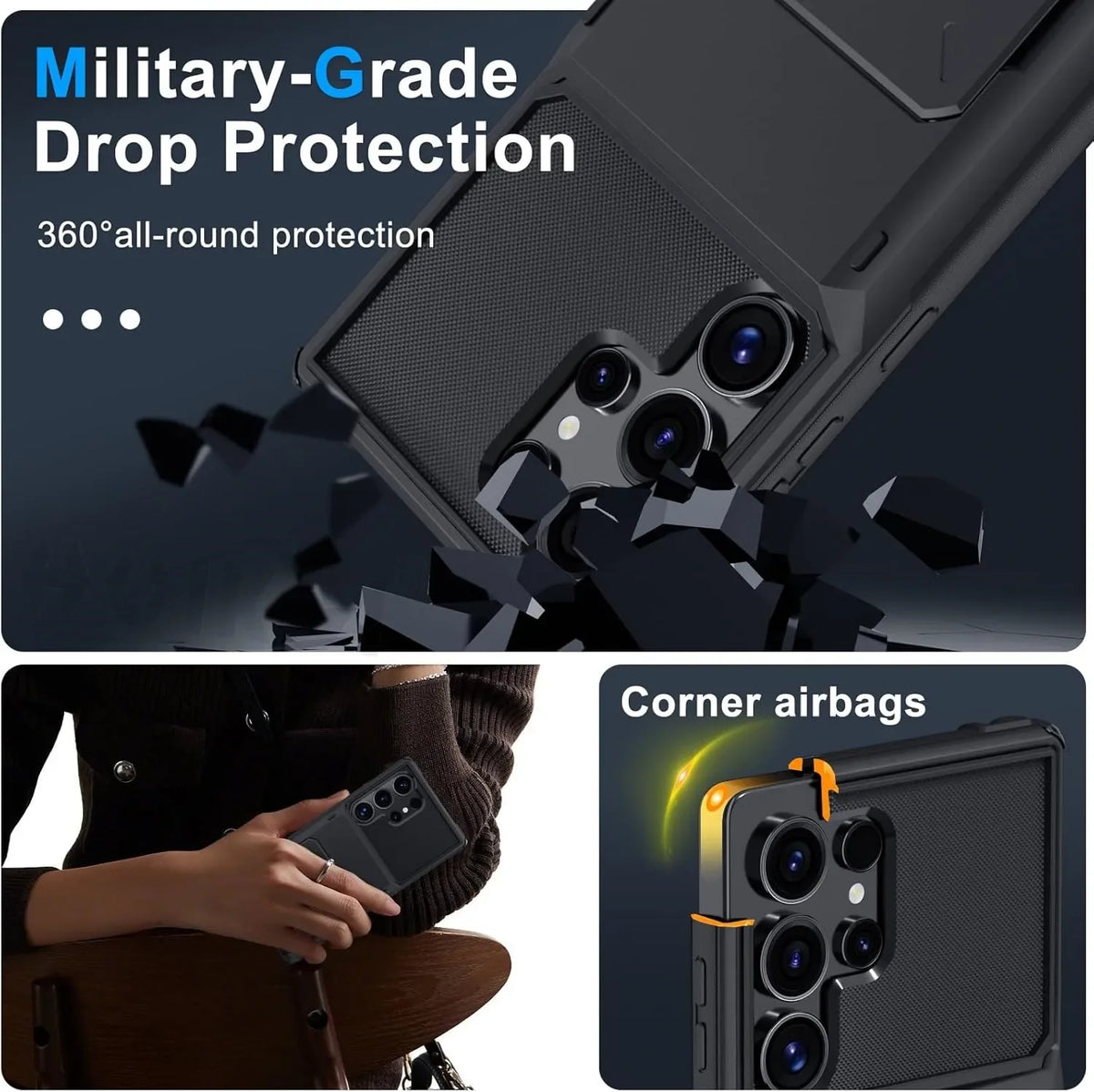 For Samsung Galaxy S26 Ultra S25 S24 S23 S25 FE A17 A56 A37 Card Holder Case Heavy Duty Wallet Hidden Flip Slot Protective Cover