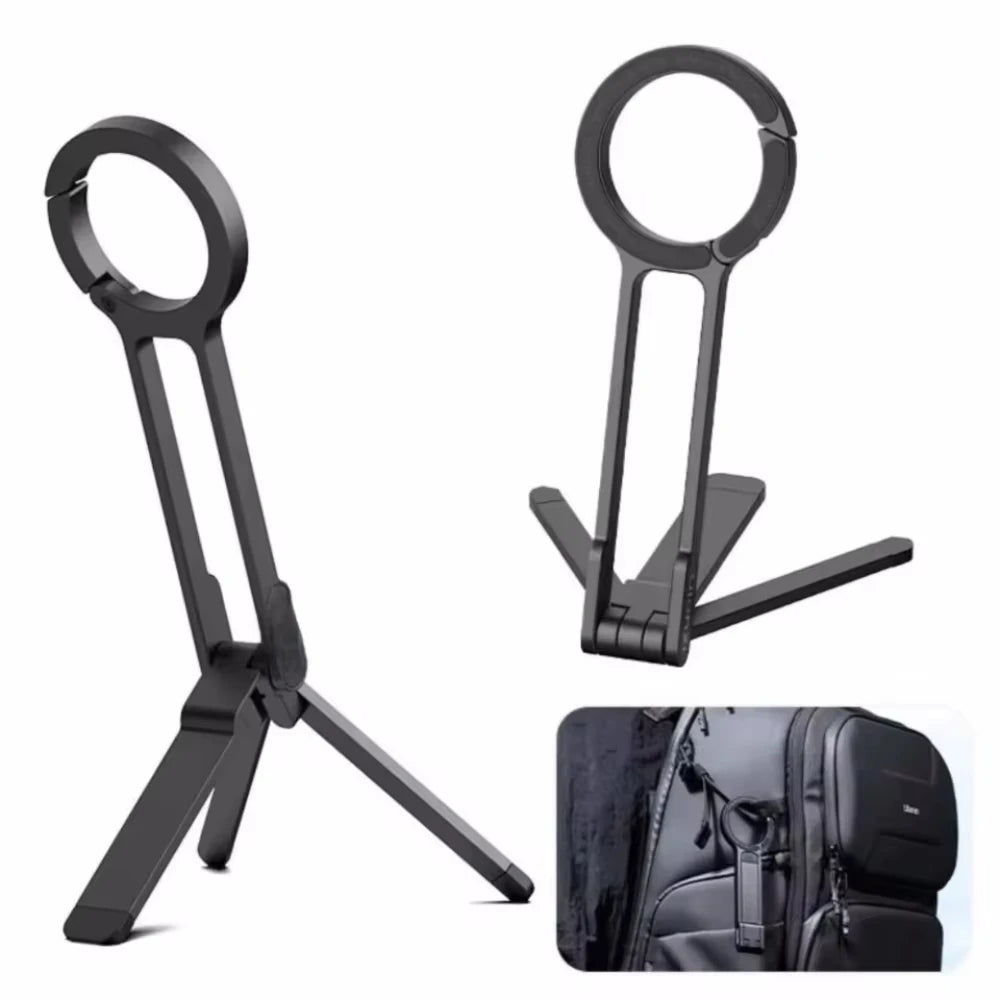 Foldable Phone Tripod Carabiner-Mounted For iPhone 17 16 15 Portable Dual-sided Magnetic Tripod Desk Mount Phone Handle Holder